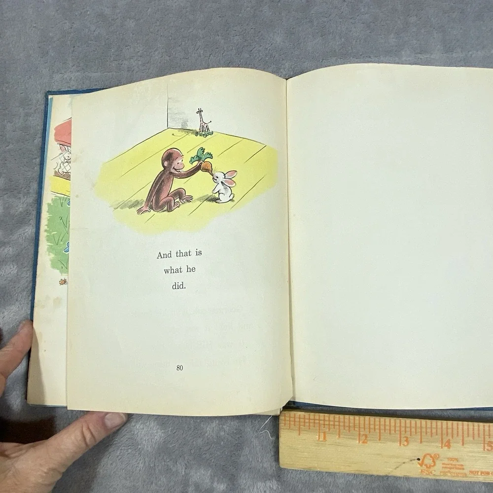 Vintage Curious‎ George Flies A Kite 1958 First Edition Margret Rey Hardcover